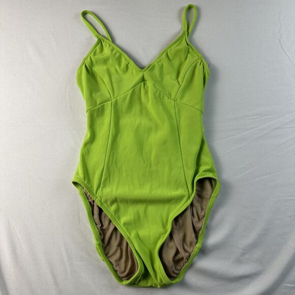 VTG Calvin Klein One Piece Bathing Swimsuit Small Lime Neon Green 90s High Cut - Picture 1 of 4